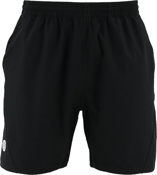 Zwarte sportshort voor heren met elastische tailleband en logo op de linkerheup.
