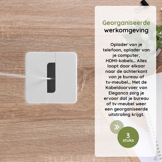 Entrée de câble Eleganca – Carré – 94x94mm – Wit – Par 3 pièces - Câbles jusqu'à 15mm