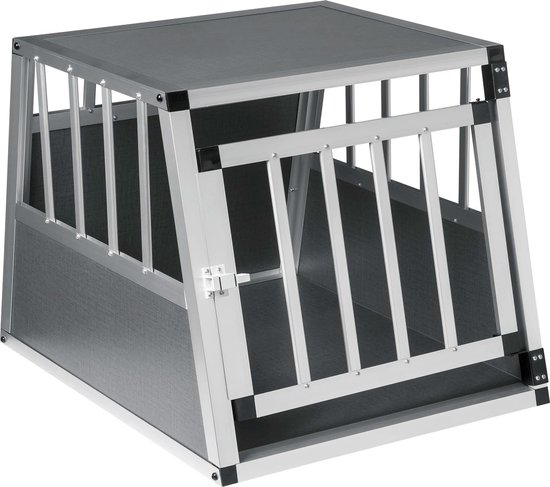 EUGAD Hondentransportbox voor de auto, dubbele transportboxen voor 2 honden, aluminium hondenbox auto, kofferbak met scheidingswand, veiligheidssluiting, diertransportbox voor grote honden, stabiele