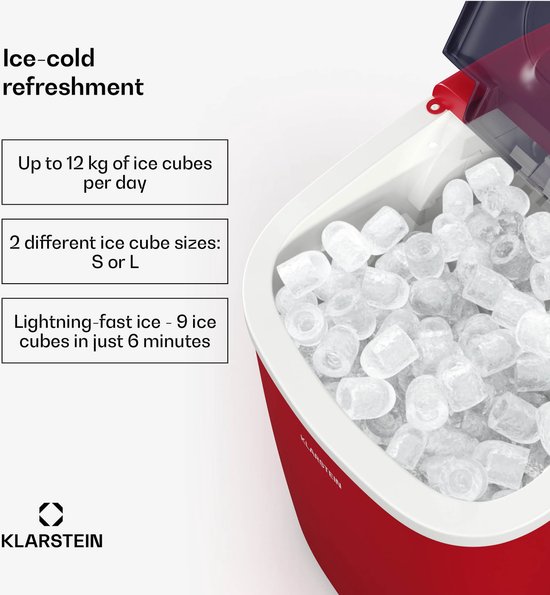 Klarstein ijsblokjesmachine - 12 kg/24 uur, 2 ijsblokjesformaten, 1,3 liter watertank, LED-indicatoren, transparant deksel, draagbaar, ideaal voor feestjes/tuinfeesten - voor Bar - IJsschep - Mobiel Compact - Ice Maker - Ice Cube Maker van Klarstein — afbeelding 3