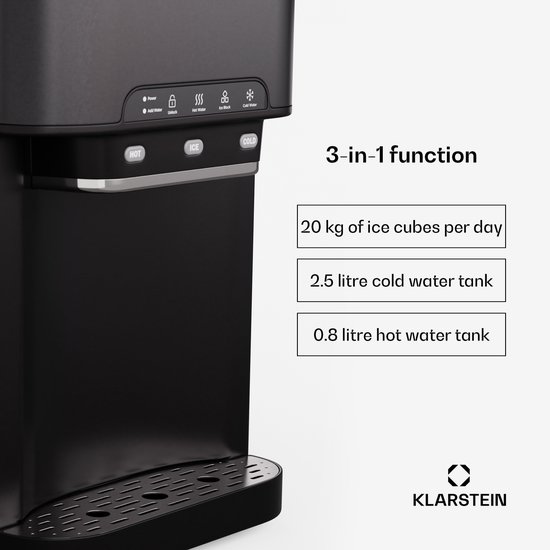 Klarstein IJsblokjesmachine Aqueous 3-in-1 - Zwart,3L 43 cm - voor Bar voor Thuis - Waterreservoir - voor Keuken - Display - Ice Maker Ice Cube Maker IJsmaker IJsblokjesmaker Eismaschine - voor Feest van Klarstein — afbeelding 2
