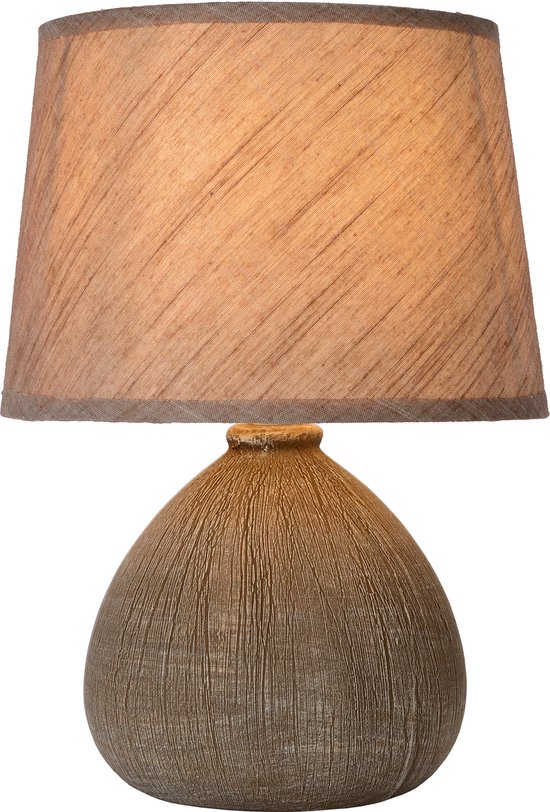 Lucide RAMZI - Tafellamp - Ø 18 cm - 1xE14 - Bruin - Japandi