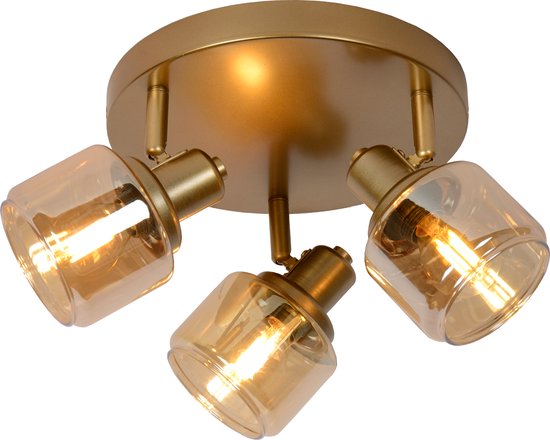 Lucide BJORN - Plafondspot (Plafondlamp) - Ø 38 cm - 3xE14 - Mat Goud / Messing