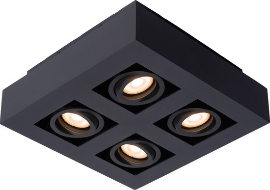 Lucide XIRAX - Plafondspot (Plafondlamp) - LED Dim to warm - GU10 - 4x5W 2200K/3000K - Zwart