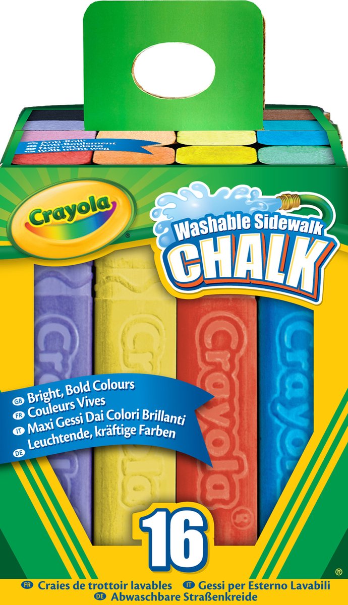 Crayola - Hobbypakket - 16 Afwasbare Stoepkrijt - Heldere Kleuren — afbeelding 8
