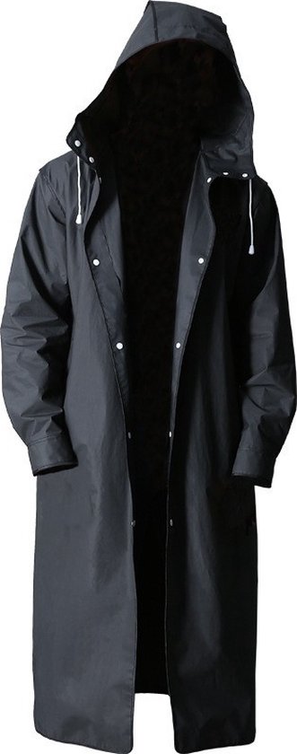 MCBOSON - Regenpak - Regenjas - Regenpak met Capuchon - Zwart - Unisex - Opvouwbaar - Waterdichte zakken - Mode - Maat L