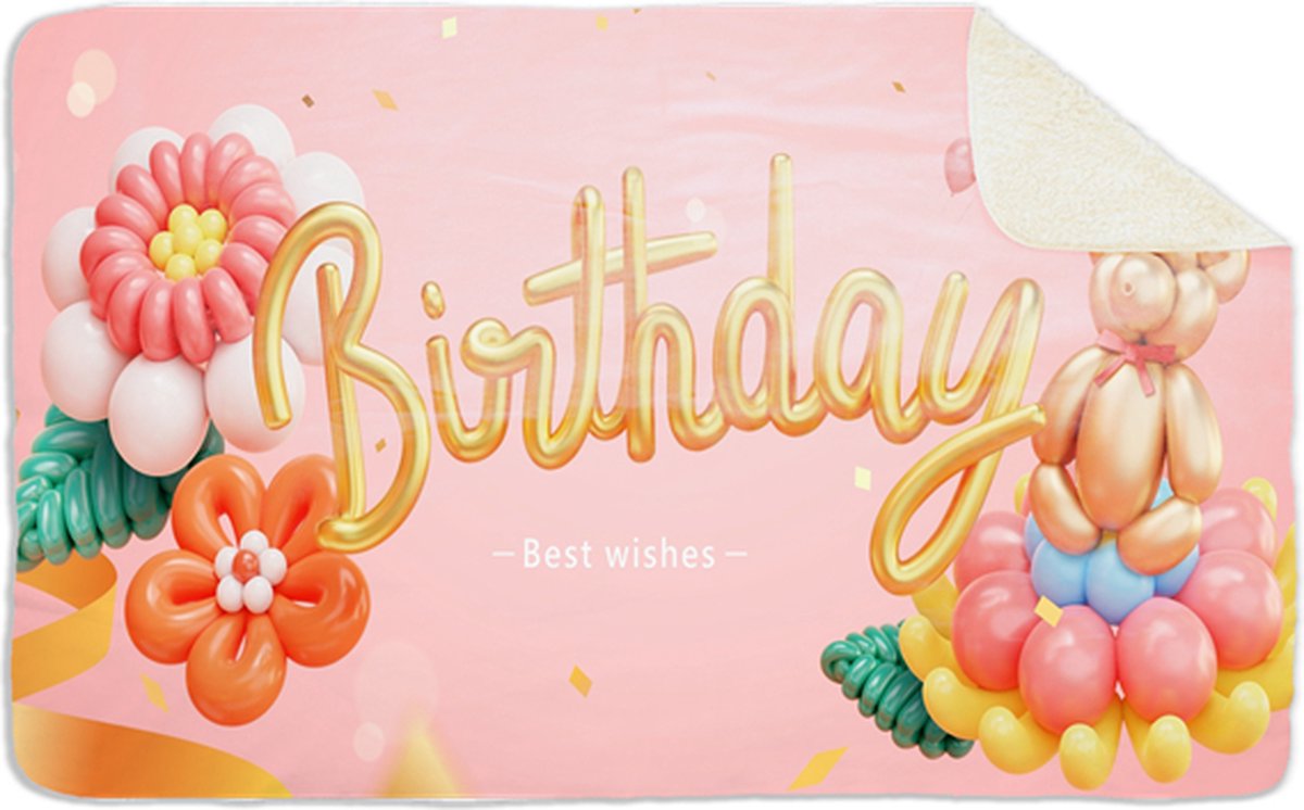 Fleecedeken Birthday, 96x146cm, Polyester Sherpa