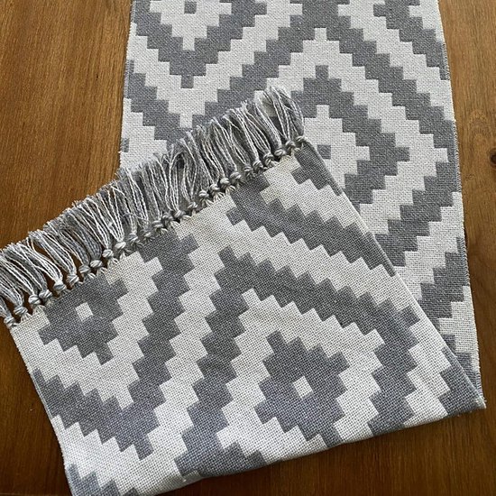 Geel wit outdoor tafellopers, linnen geometrische patronen
