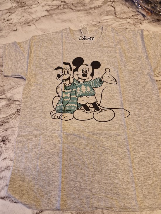 T-shirt - Disney - Mickey Mouse en Pluto - Grijs - Mt 140
