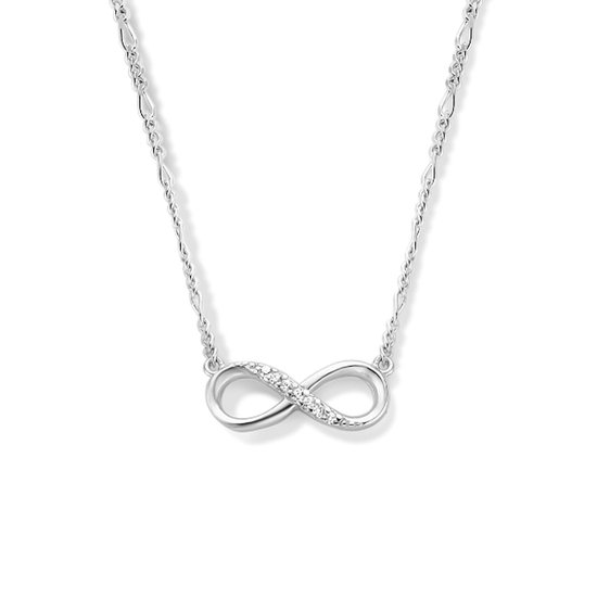 Collier Infinity avec Zircons en Argent Rhodié