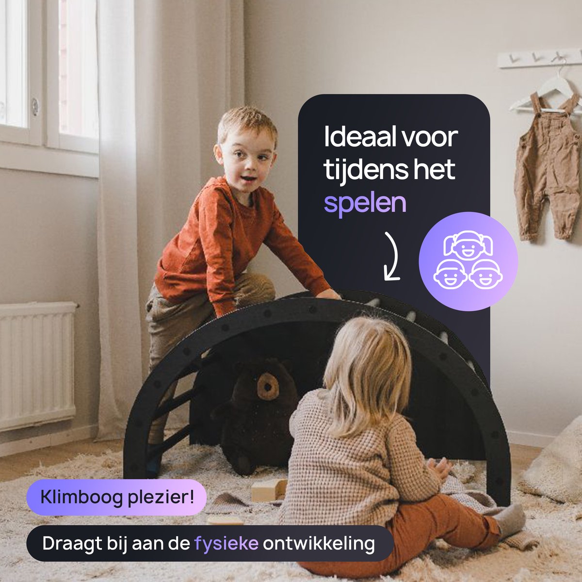 Multifunctionele Klimboog - 5 in 1 model - Speelboog - Klimrek - Speeltoestel - Inclusief Kussen - Tekentafel - Zwart — afbeelding 5