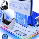 Console Standaard - Geschikt voor Playstation 5 Oplaadstation Controller Oplader - Accessoires - Docking Station - Geschikt voor Sony PlayStation 5, PS5, Slim, Digital, Disc - Charging Station Dock - Wit