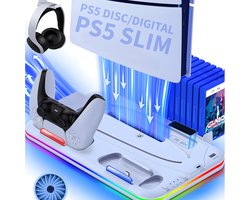 Console Standaard - Geschikt voor Playstation 5 Oplaadstation Controller Oplader - Accessoires - Docking Station - Geschikt voor Sony PlayStation 5, PS5, Slim, Digital, Disc - Charging Station Dock - Wit