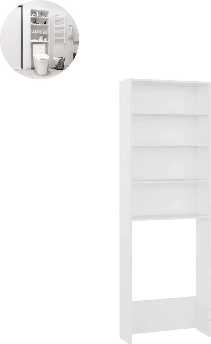 Wasmachine ombouw - Kast - Opbouwmeubel - Verhoger - Wasmachine meubel - Opbergkast - Hout - Wit