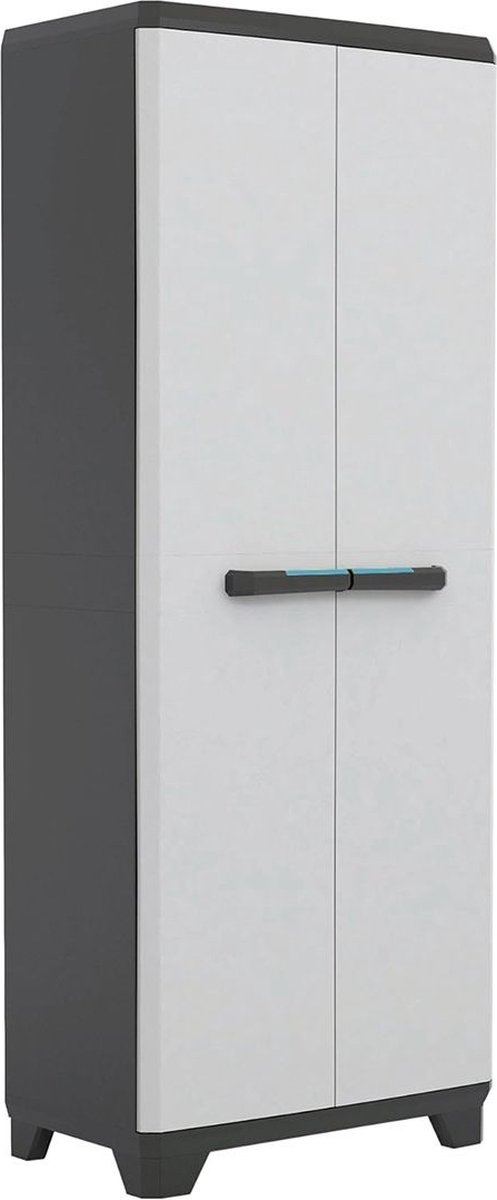 MKSS® Tuinkast - Tuinkist - Tuinkasten voor Buiten - Tuinberging - Kunststof - 70x40x180cm - Zwart met Licht Grijs