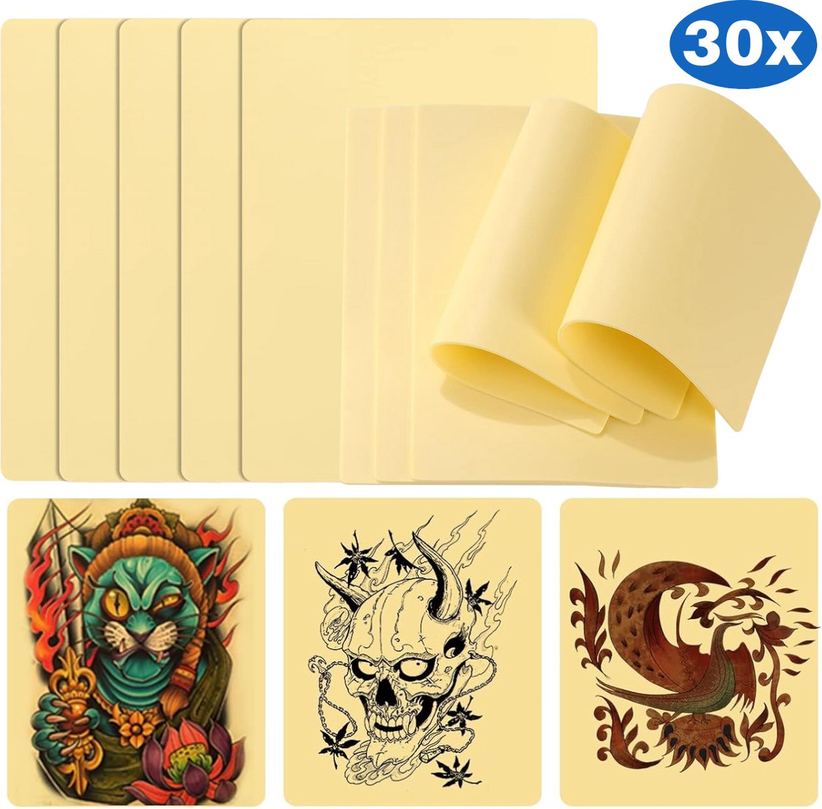 JT Products Tattoo Oefenhuiden Set 30 Stuks - Siliconen Nephuid Tatoeage - Tattoo Huid Oefenen - Nep Huid - Practice Skin - Kunsthuid - Machine - Stick and Poke - Inkt - Naalden - Oefenhuid Voor Beginners & Professionals