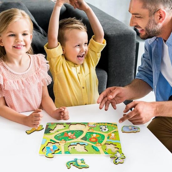 Eramic - Houten Puzzel Dinosauriër - Gratis Verzending - 3D Puzzels Kinderen 2 3 4 5 Jaar Educatief Speelgoed Voor Motoriek Ruimtelijk Inzicht Baby Cadeau Kindercadeau Kind Cadeau Babycadeau