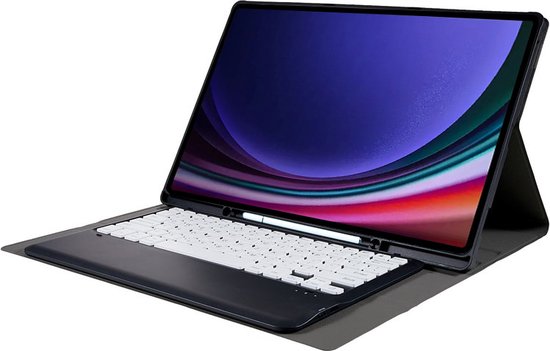 Case2go - Housse de clavier Bluetooth adaptée à Samsung Galaxy Tab S10 Ultra (2024) - Avec porte-stylet - Étui pour clavier QWERTY - Wit/ Zwart