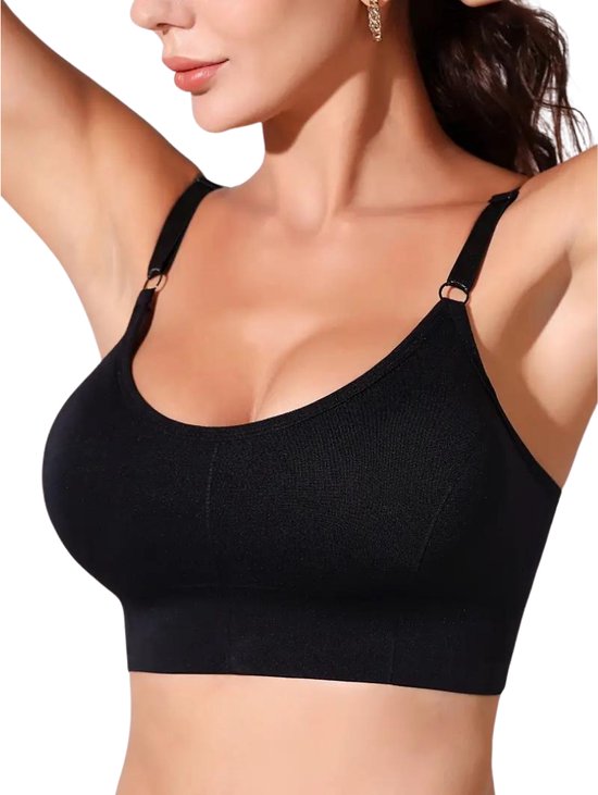 BH Nivard sans armatures - Sans Bracelets - Soutiens-gorge gorge Push -up - Soutien- Comfort - Mixte - Zwart - Taille M