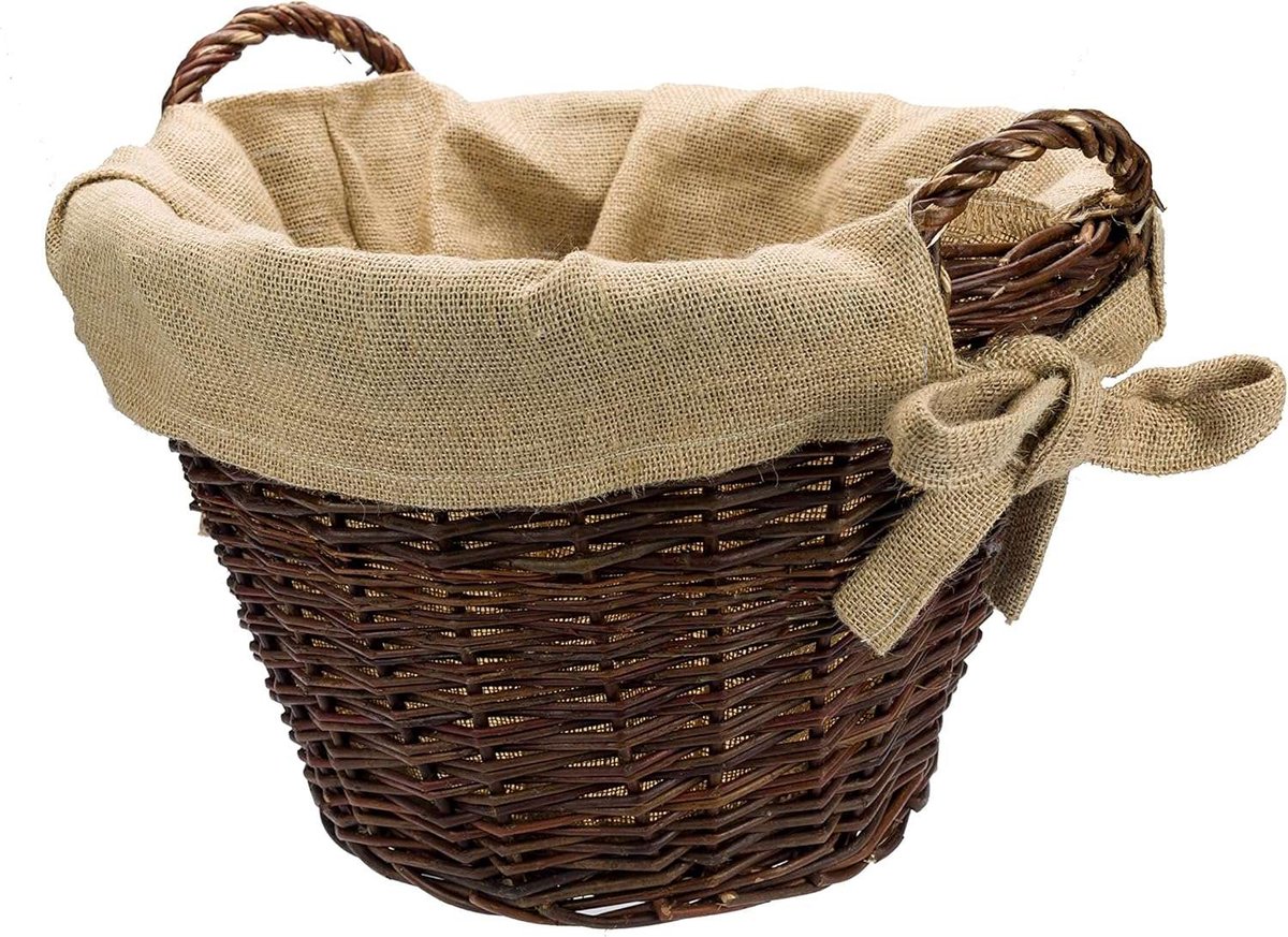 BOGATECO | Wilgen brandhoutmand voor hout met jute 40 x 39cm | Brandhoutmand | Houten manden | Brandhoutmand | Houten mand | Brandhout mand