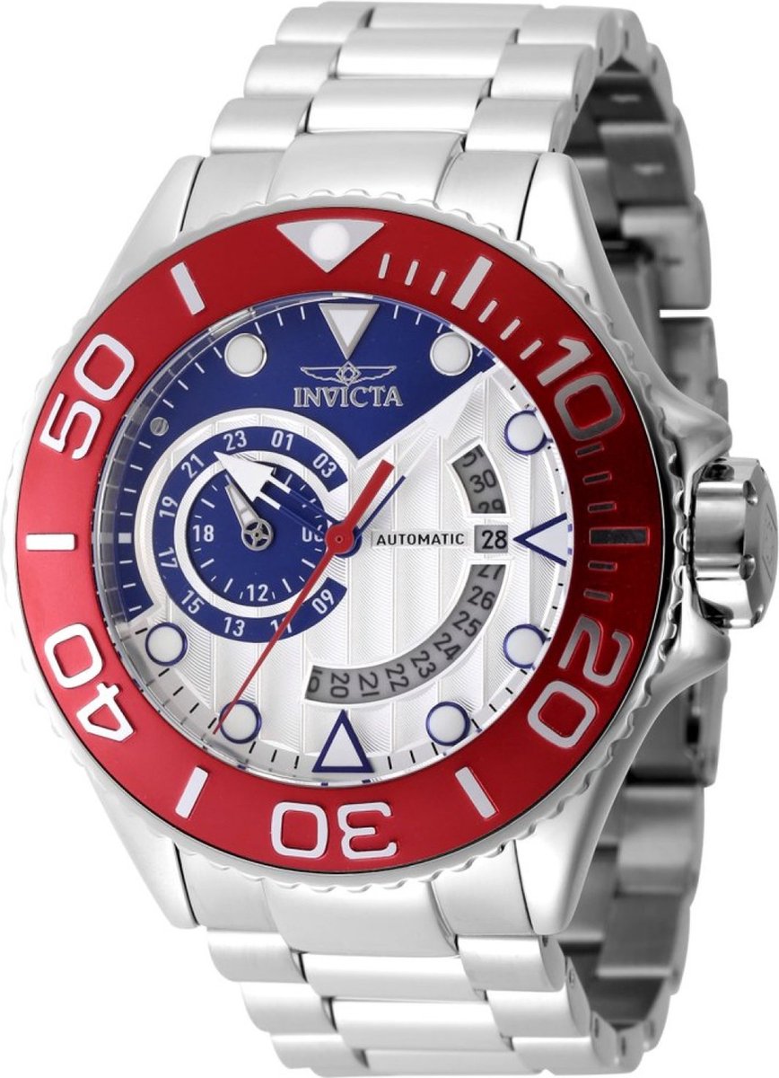 Invicta Grand Diver 47545 Heren Horloge - Waterdicht - Analoog - Automatisch Uurwerk - Roestvrij Staal met zilveren Wijzerplaat - 52mm
