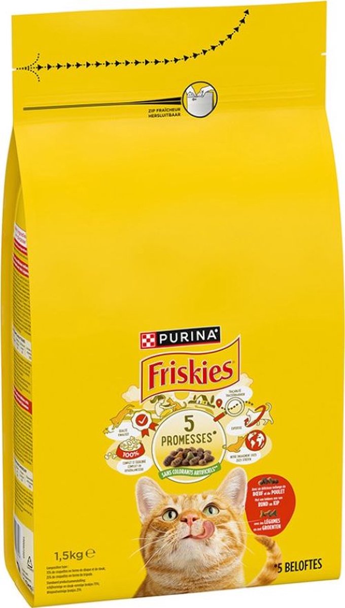 3x Friskies droogvoer voor katten - rund, kip & groenten 1.5kg