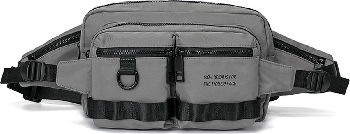 Gudika - Unisex - Heuptas - Crossbody tas - Dames Tas - Telefoontasje - Buideltas - Schoudertas - Heren Tas - Tasje - Reistas - Grijs