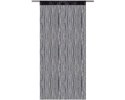 Thread Curtain Metallic Look with Rod - 140 x 250 cm Black by Arsvita Deurgordijn