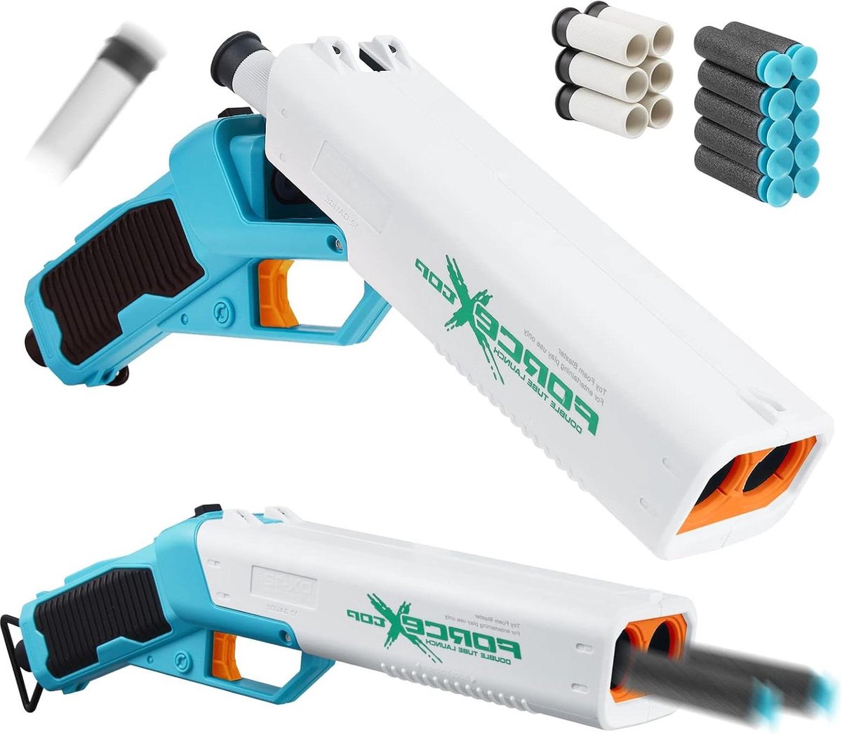 Speelgoedpistool met dubbele loops voor kinderen vanaf 8 jaar - schuim-blaster met 10 zuigpijlen voor jongens