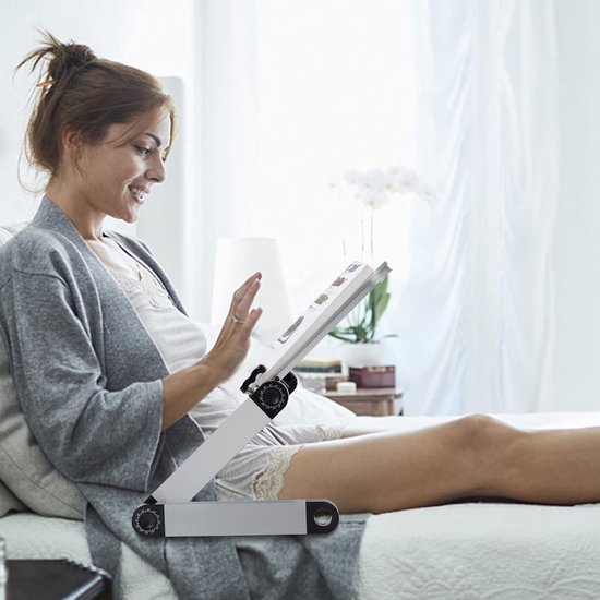 Foto: Boekenstandaard ergonomische leesstandaard instelbaar kookboekhouder met paperclips opvouwbaar en draagbaar voor grote zware schoolboeken muziekboeken tablet laptop