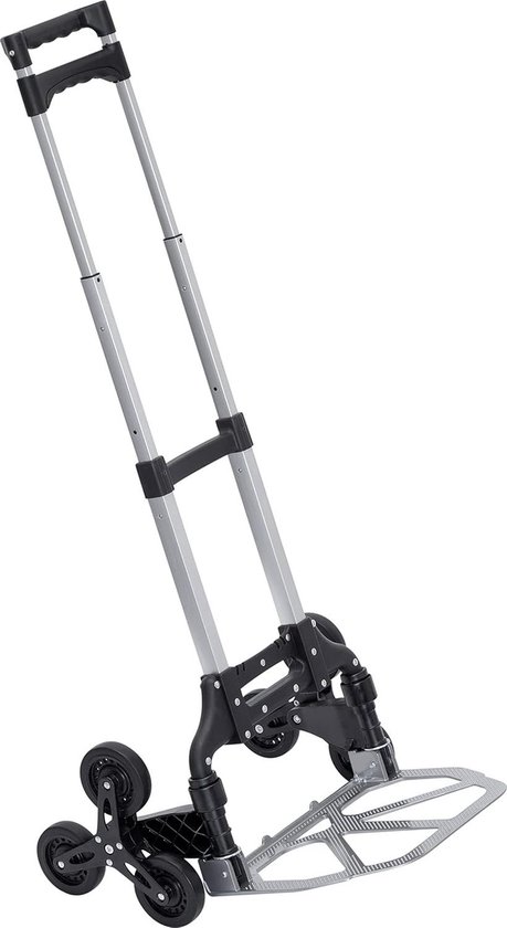 MASKO® Trappensteekwagen, 200 Kg, Transportwagen, Trapklimmer, Stapelwagen, Inklapbare Trapsteekwagen, Harde Rubberen Banden, Kunststof Handgrepen Stalen Frame