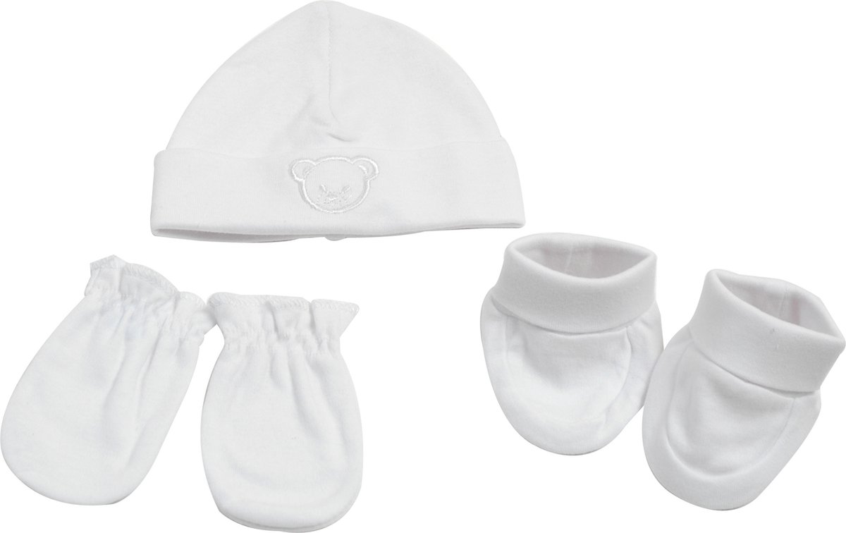 Goedkoopste King Bear - Mutsje krabwantjes sokjes - Newborn set - Wit