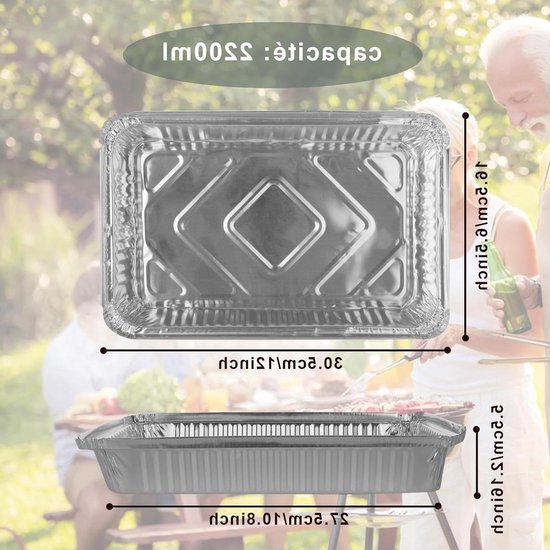 Foto: 30 aluminium schalen met deksel 2200 ml wegwerp aluminium dienbladen voedselbox voor grillen koken roosteren keuken camping