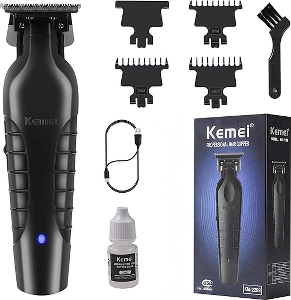 Kemei Cordless Tondeuse hoofdhaar - Draadloze Baard- en Haartrimmer - Voor Mannen - Krachtige Motor