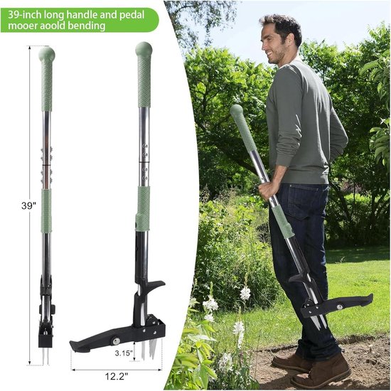 RVS Weed Puller 4-Claw Foot Pedal Adjuster for Garden Lawn - Easy Weed Removal van Pukupuku — afbeelding 2