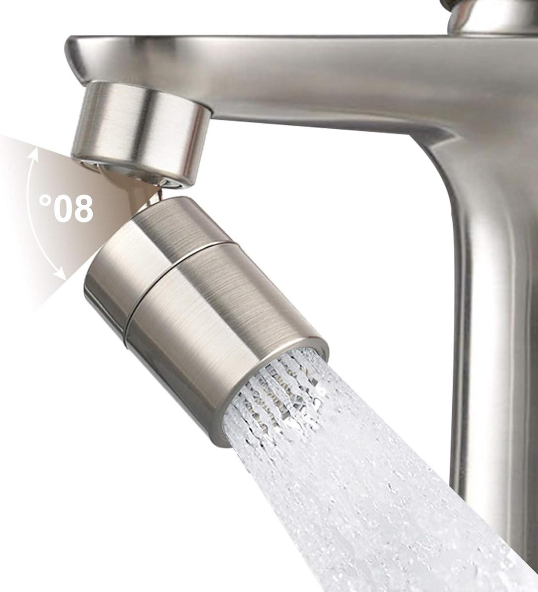 Dubbele functie keuken badkamer 24 mm buitendraad kraanopzetstuk - geborsteld nikkel