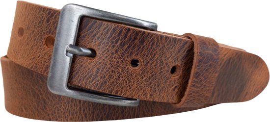 Riem pour hommes en cuir résistant | Couleur: cognac | 4 cm de large | Boucle sombre | Taille de la ceinture : 105 cm (longueur totale : 120 cm) | 100% cuir véritable | Boucle sans nickel