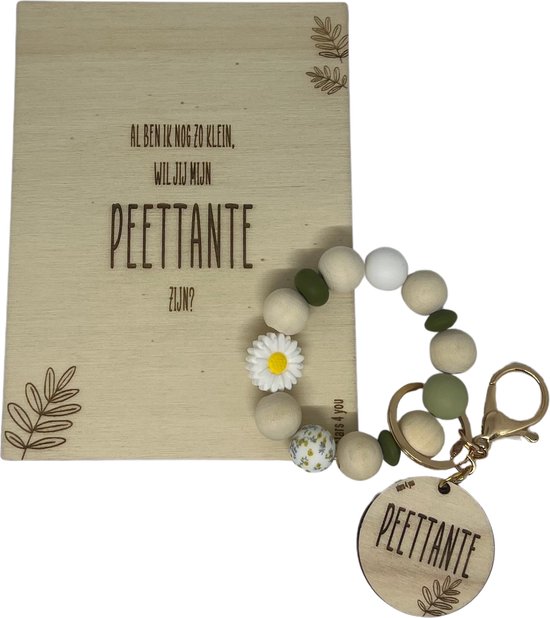 Sleutelhanger madeliefje 13 x 6,5 x 1 cm - Nature Deco
