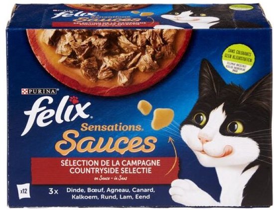 2x Felix Sensations Sauces - Kattenvoer Natvoer - Countryside Selectie in Saus - 12x 85 g