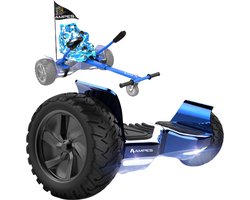 Ampes Off Road Hoverboard - Bluetooth Speaker - 36V 4.0 Ah Accu - Oxboard - 15 km/h - UL2272 Gecertificeerd - LED Verlichting - Anti lek banden - Belastbaar tot 120KG - 8.5 Inch - Inclusief Draagtas - 800W - Blauw + Hoverkart Camouflage Blauw