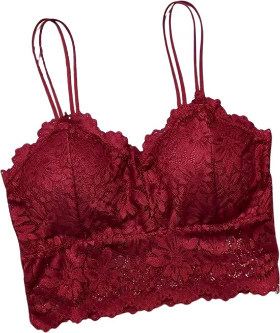Nivard BH sans armatures - Sans Bracelets - Soutiens-gorge -gorge Push -up - Soutien-gorge Comfort - Confortable - Solide - Rouge - Taille L