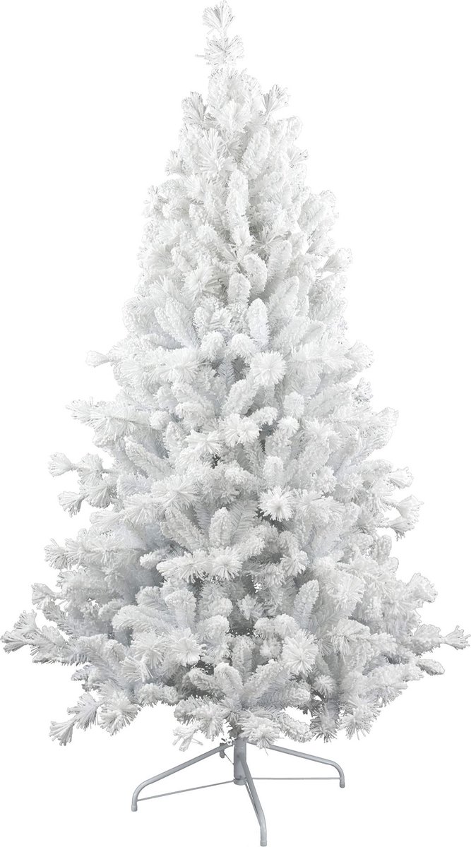 Teddy White flocked kunstkerstboom - 210 cm - Besneeuwd - Metalen voet - 910 tips - Ø107 cm