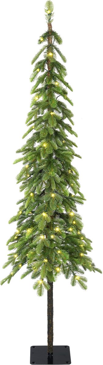 Colwood Wrapped verlichte kunstkerstboom - 150 cm - Groen - Ø30 cm - 569 tips - 80 ledlampjes (warm wit)