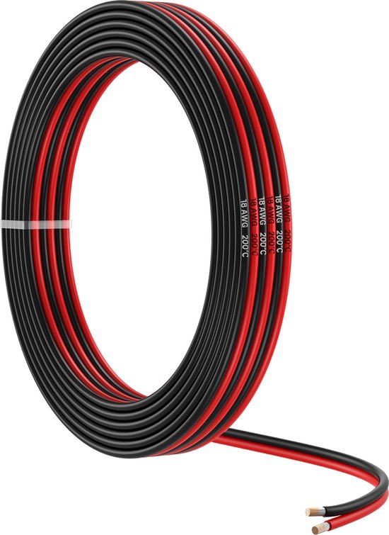 MMOBIEL 18 AWG Elektrische Draad Parallel – 18 Gauge 10m / 32.8ft – Vertinde Koperkabel – 2-Aderige Kabel – Led Strips, Audio / Luidspreker Kabel, Laagspanning Landschap Verlichting, Lampen