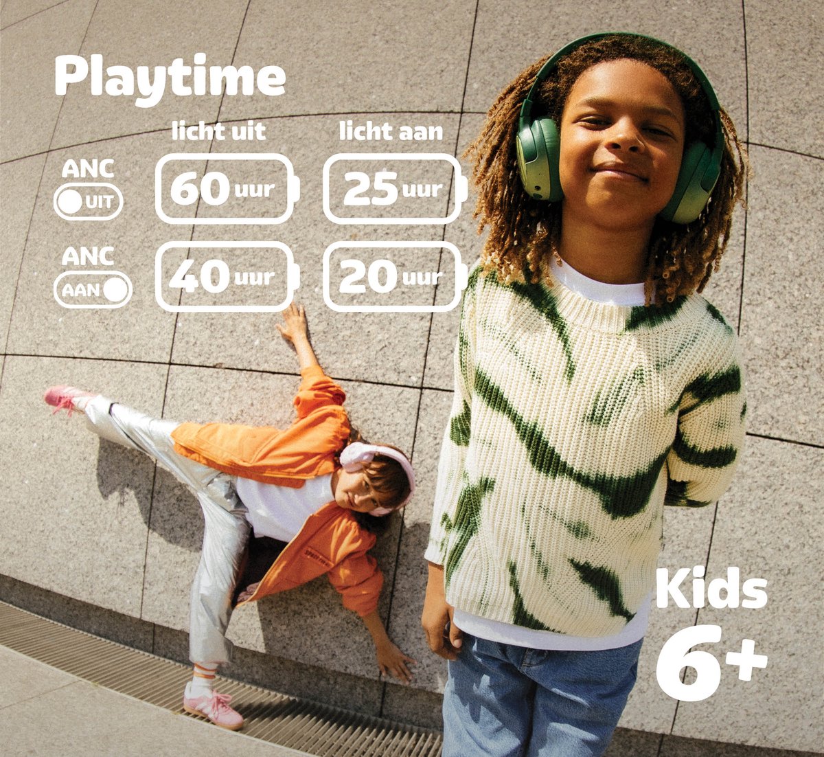 Afbeelding 3 van Fresh 'n Rebel Clam Junior - Draadloze Bluetooth Koptelefoon voor Kinderen met Active Noise Cancelling - Inclusief Kabel - Lucky Lizard