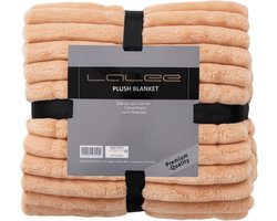 Lalee Plush Fleece deken plaid zacht gestreept 3d furr bont plaid 150x200cm beige perzik