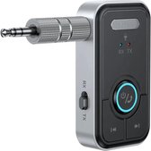 Nextora - 2 in 1 Bluetooth Receiver en Transmitter - Bluetooth Ontvanger - Bluetooth Receiver Auto - Bluetooth Audio Receiver - Aux Bluetooth Auto - Bluetooth auto - Bluetooth 5.3 - AUX Bluetooth - Handsfree Bellen - Zwart/grijs