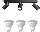 Philips Hue Idris Opbouwspot voor Badkamer (Zwart) - Badkamerlamp - Wit en Gekleurd Licht - Plafondspot met 3 Lichtpunten - GU10 - Hue White and Color Ambiance