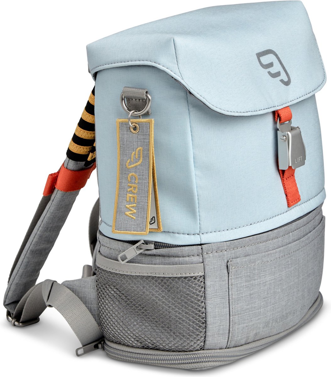 Stokke JetKids Crew BackPack, Blue Sky - Gemaakt voor kinderen van 2-7 jaar - Met uitschuifbaar zitkussen, naamlabel en afneembare kapiteinsstrepen