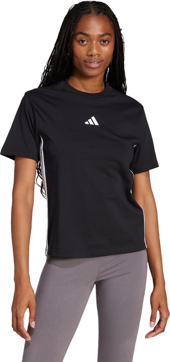 Adidas Sportswear Essentials 3-Stripes Katoenen T-Shirt Dames Zwart